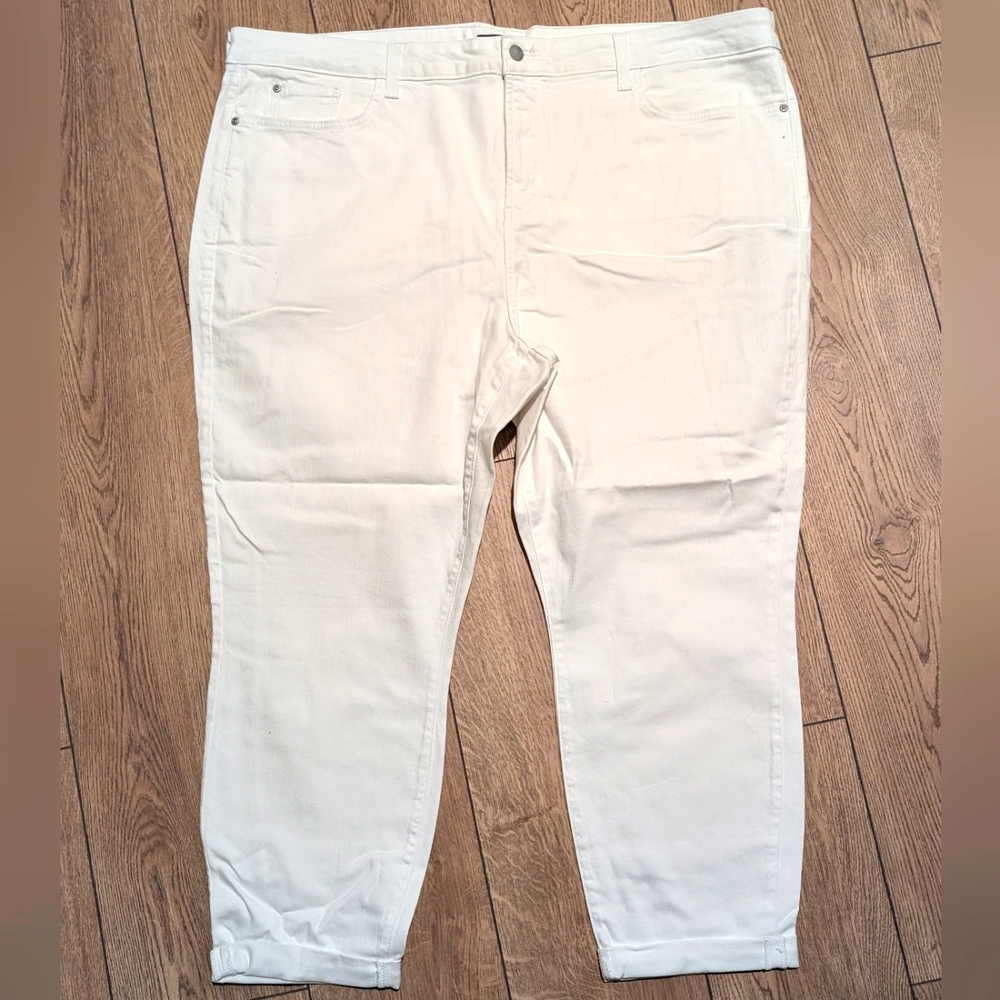 NYDJ Jeans Womens Plus 24w 24 Ankle Capri White Denim Jeans Crop Stretch NEW